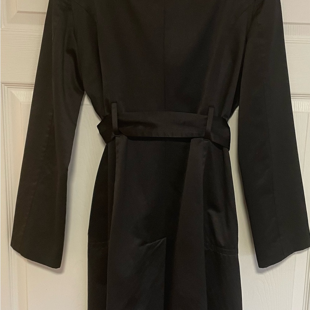 BEBE Black Belted Trench Coat Super Unique and Versatile Size Medium. - Picture 4 of 6